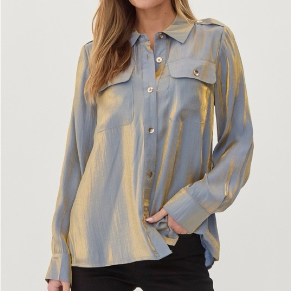 Stunning Shimmering Top with Collard Neck